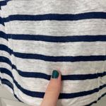 Jones New York JNY  women’s white navy striped 100% linen cap sleeve blouse top S Photo 3