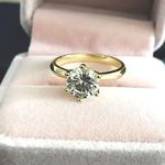 Boutique 2Ct Solitaire Simulated Diamond‎ 14k Gold Plated Silver Engagement Ring Size 10 Photo 0