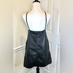 Free People  Faux Black Leather Spaghetti Strap V-Neck Dress w Pockets Sz L Photo 1