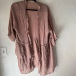 easel  Los Angeles Dusty Rose Ruffle Kimono Cardigan 100% Tencel‎ Boho Drape S Photo 3