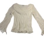 Sandra Darren  Cowl Neck Blouse‎ Sheer Long Sleeve Top Elegant Size 6 Photo 4