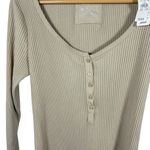 Aerie NWT Women’s Essential Henley Layering Top in Beige Size L Photo 8