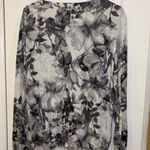 LORD & TAYLOR SHADES OF GRAY AND WHITE FLORAL SWEATER BUTTON DOWN LONG SLEEVE XL Photo 4