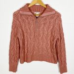 Sincerely Jules Sweater Womens XS Cable Knit 1/4 Zipper Pull Pink Mock Neck Photo 0