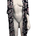 Angie Black and Red Floral Open Kimono Cover Photo 0