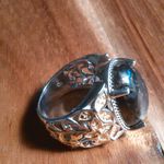 Matrix Silver Shungite 14K Yellow Gold and Platinum Over Copper Ring (Size 7) Photo 2