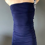 City Triangles Elegant one-shoulder dark blue cocktail dress with rhinestones Photo 0