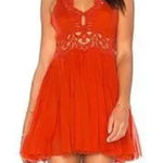 Free People  FP ONE Ilektra Lace Crochet‎ Dress in Red size Small Photo 0