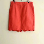 J.Crew J. By  Coral/Salmon Solid Pencil Skirt with Scalloped Hem, Size 4 Photo 1