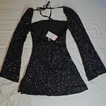 Beginning Boutique  Black Sequin Long Sleeve Dress Photo 3