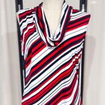 BCBG Paris Women's Red/White Black Striped Cowl Neck Sleeveless Dress Size L Size L Photo 4