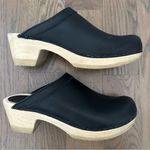 No.6 Old School Clog Mule on Mid Heel Wood Sole in Black Leather Size 39 Photo 1