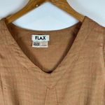 Flax Linen Sleeveless V Neck Top Women's Medium Herringbone Earth Tone Casual Photo 5