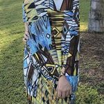 MT Collection Womens Dress Sz XL Off Shoulder Cover Up Brown Blue Black Gold NEW Photo 0