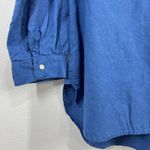 Old Navy  Linen Blend Top Button Down‎ 3/4 Sleeve Casual Blue Shirt XL Coastal Photo 7