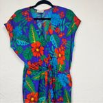 Dress Forum  Blue Red Tropical Print Jumpsuit Womens S Beachy Vacation Casual Photo 8