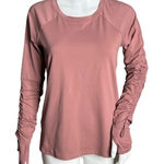 Fabletics Shirt Womens Small Orchid Pink Cashel Top Ruched Sleeve Athleisure Photo 0