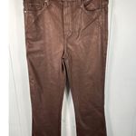 Paige Claudine Bronze Shimmer Luxe Coating Jeans 32 High Rise Ankle Flare NWOT Photo 2