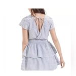 American Eagle Women’s Medium Linen and cotton Blend Dress White and Blue Photo 1