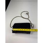 La Regale LTD Quilted Black Patent Clutch Handbag Chain Crossbody Purse Black Photo 2