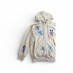 Disney Freeze  Mickey & Friends Licensed Multi-Patch Zip Hoodie Women’s M Ivory Photo 1