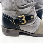 Earth Origins [] Gray & Black Suede Leather Phoenix Zip Buckle Ankle Boots Sz 7M Photo 6