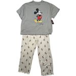 Disney New Pajama Set Womens X Large Gray Mickey Mouse Sleepwear Lounge Cozy Photo 1