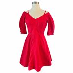 Derek Lam  10 CROSBY Cotton Poplin Red Dress Off Shoulder Mini Puff Sleeves 4 EUC Photo 10