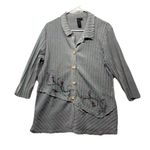 Focus Casual Life Womens Jacket Size M Gray Boho Ribbed Painted Button Lagenlook Size M Photo 0