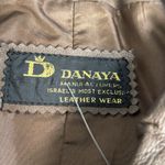 Vintage Danaya Cropped Brown Leather Jacket Cream Stitching Small Gold Buttons Photo 9