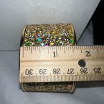 Gold Tone Large Chunky Iridescent Sparkle‎ Cuff Bracelet Photo 7