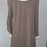 Kori America Neutral Off the Shoulder Tassel Tunic Bohemian Dress Size Large Photo 1