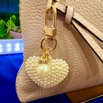 Pearl Heart Keychain with Gold Accents White Photo 14