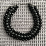 Gorgeous Multi Strand Beaded Necklace W Black Faceted & Gray Swirl Beads Photo 0