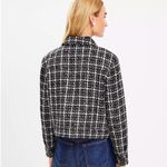 Loft NWT  Shimmer Tweed Cropped Shirt Jacket color: Black/White Multi Photo 3