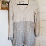 Anthropologie Anthro Saturday Sunday Neutral Striped Long Sleeve V Neck Tunic/Dress Small Photo 0
