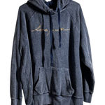 Victoria's Secret PINK Fuzzy Logo Hoodie Pullover Sweatshirt Blue Large Photo 0