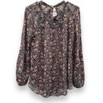 Isabel Marant Blue Cream & Pink Floral Print Long Sleeve Cutout Top Sz 38 (M) Photo 3