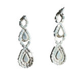 Costume Jewlery Crystal Rhinestone Drop Post Earrings 2.5" Dangle Formal Wedding Silver Photo 3