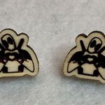 Marvel Deadpool Heart Wood Stud Earrings Photo 2