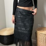 vintage 90s y2k black silk tiered lace fairy goth tulle low rise midi maxi skirt Size XS Photo 1