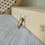 Copper Floral Inset Band Ring “Pieta” Tarnished Brass Gold Circles Boho Jewelry Brown Photo 6