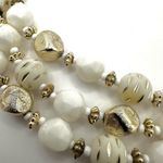 West Germany white and gold tone vintage triple strand necklace Photo 3