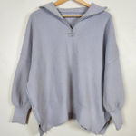 Lillusory Gray Oversized Quarter Zip Sweater Small Rough Hem Coastal Grandma Photo 0