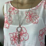 AGB White & Pink Floral Print Embroidered Sleeveeless Necklace Dress NEW S Photo 2