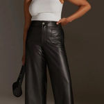 Anthropologie  The Colette Cropped Wide-Leg Pants by Maeve: Faux-Leather Edition Photo 0