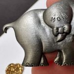 Lot Of 2 MOM Written On Elephant Brooch Pins Photo 4