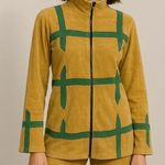 Topaz Mustard & Green Geometric Cotton Zip Jacket Size Large Photo 0
