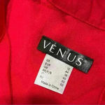 Venus  Red Satin Black Crochet Lace Button Up Top Long Sleeve Blouse Size 12 Photo 3
