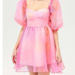 Cider NWT Heart on Fire Tule Pink purple Orange ombre Mini Dress size Medium Photo 0